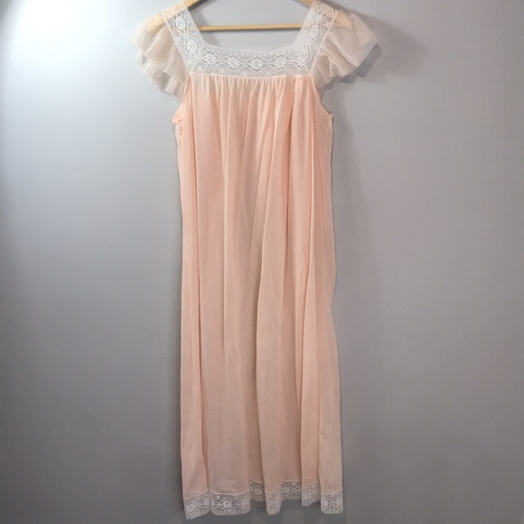 Vintage Perlon 1950’s Night Heiss Bugelm Sheer Lingerie Lace Negligee Gown - Picture 8 of 10
